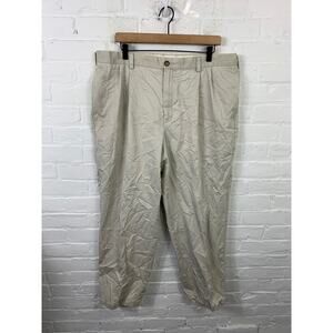 L.L. Bean Men's Natural Fit Khaki Chino Pant High Rise Pleated Size 40/30